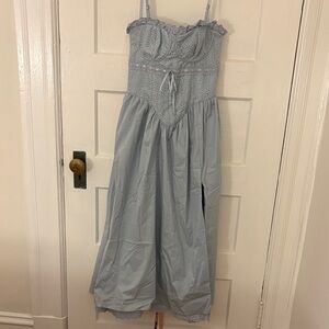 House of CB Pale Blue Eyelet Midi Dress